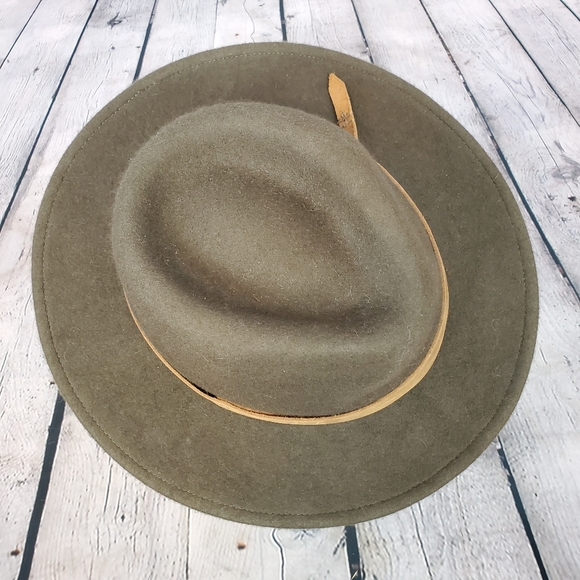 Frye olive green wool wide brim Fedor Hat sz. Med - Picture 3 of 14